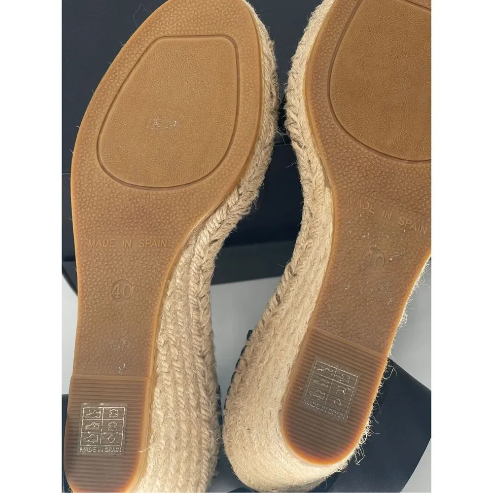 Vince‎ Espadrille Wedge Heel Sandal Women's Size 10 Black Tan